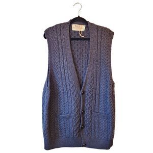 Aran Sweater Market Charcoal Grey Cable Knit Sweater Vest Cardigan Size XXXL NWT